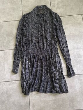 NIC+ZOE Charcoal Marled Open-Front Long Cardigan